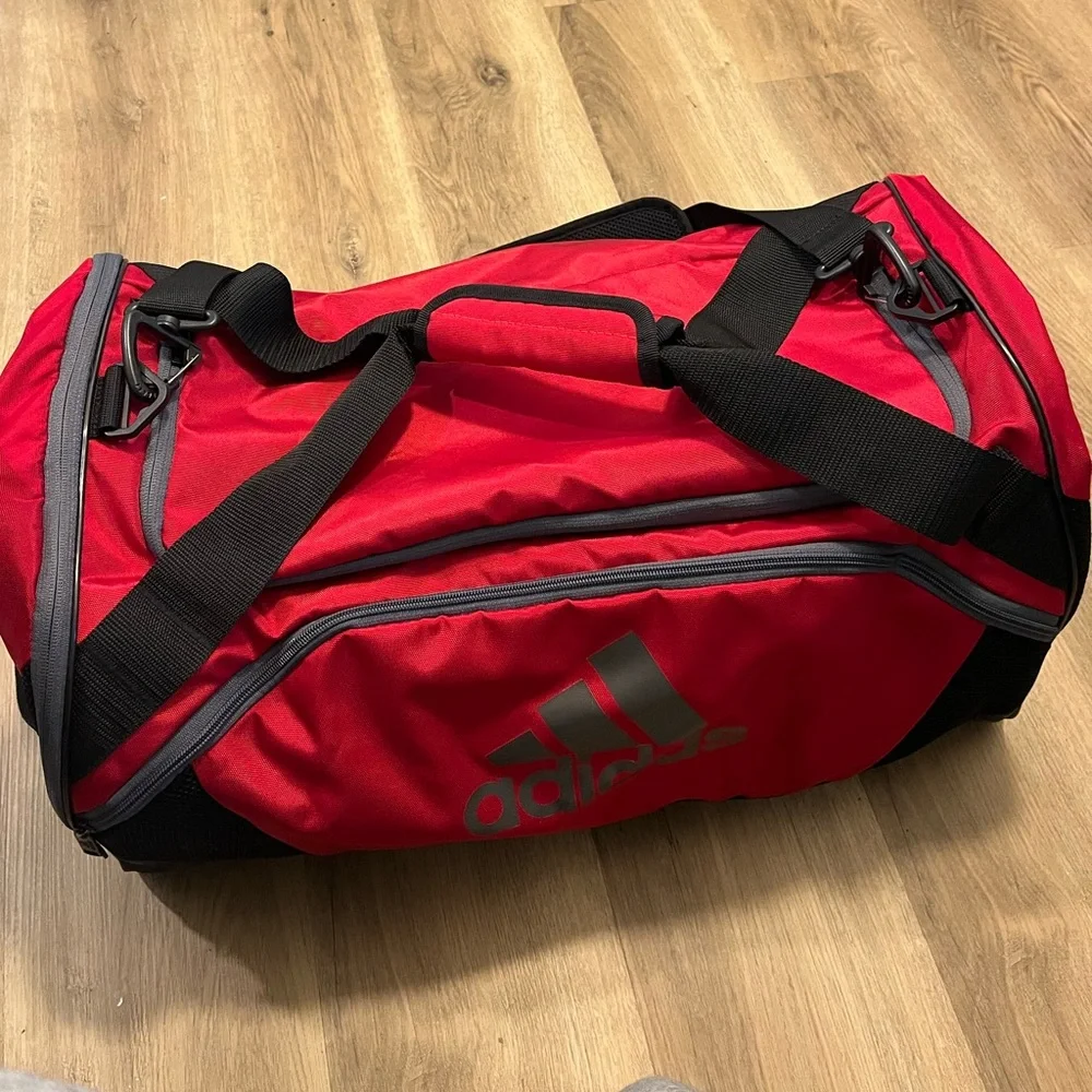 Adidas Red and Black Duffel Bag